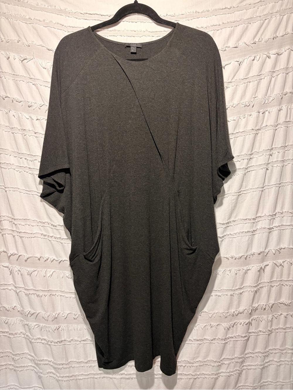 COS asymmetrical draped dress batwing sleeves